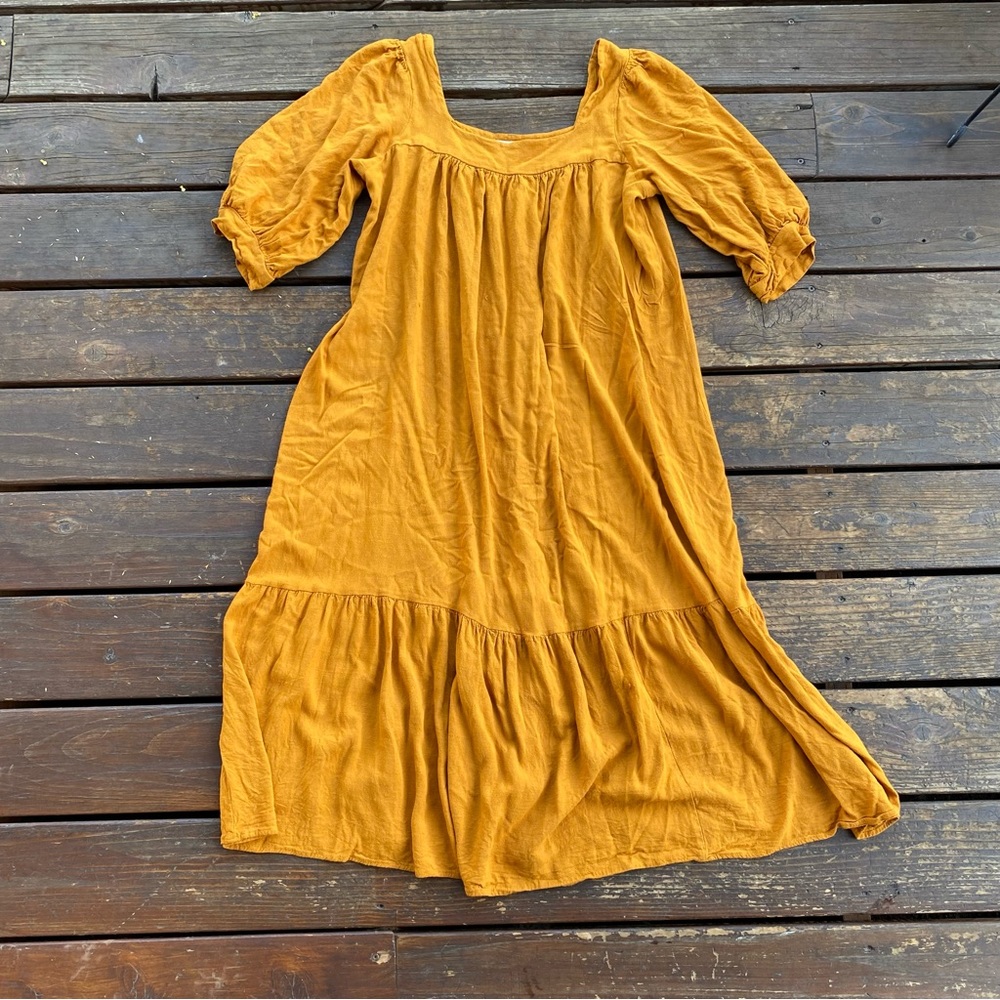 Christy Dawn Mustard Yellow Midi Dress